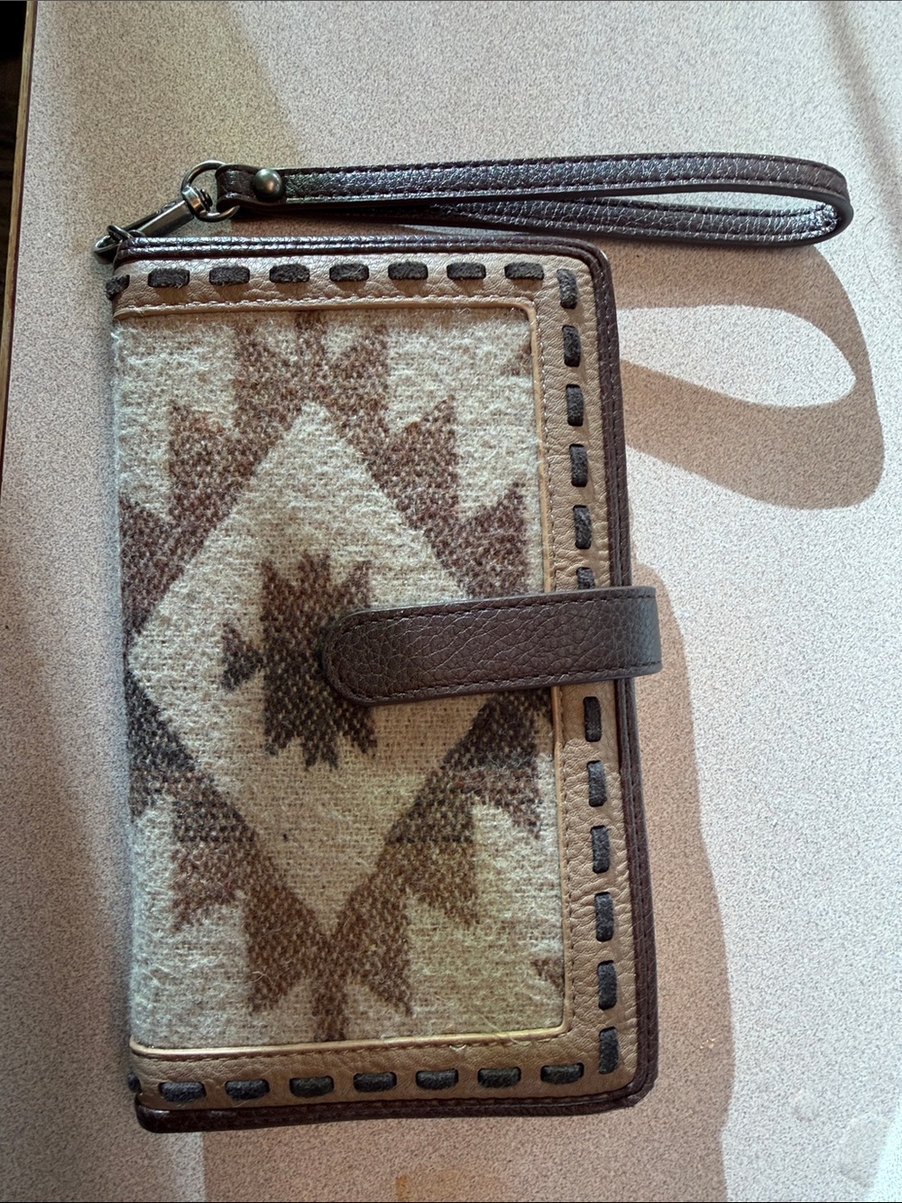 Justin Boots Brown and Cream Southwestern Wristlet Wallet